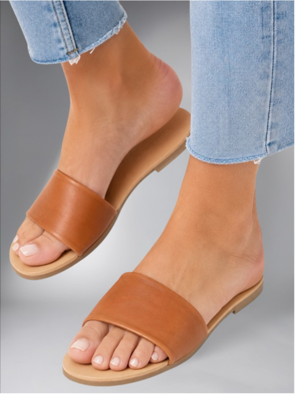 Faux Leather Almond Toe Slip-On Sandals – Women’s Size 7